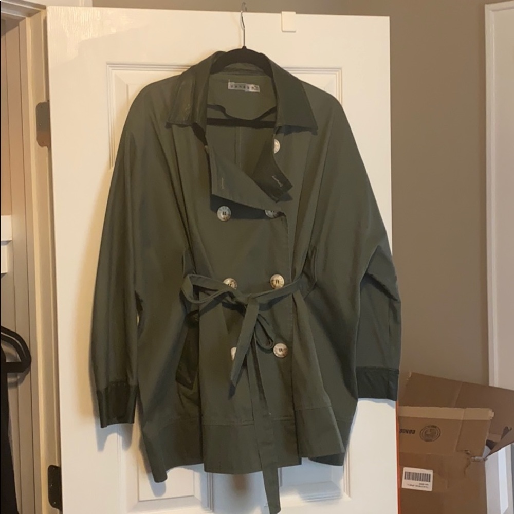 Rehab Army Green Button Up Trench Coat Size M/L